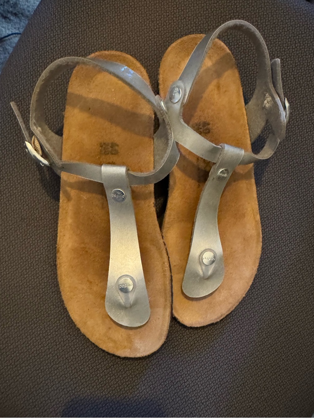 Papillo by Birkenstock Metallic Silver Ashley T-Strap Sandals